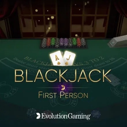 Official Table Games logo: First Person Blackjack by Evolution at 1Redbet