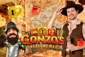 Gonzo's Treasure Map slot logo by Evolution at 1Redbet