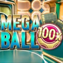 Official Live Dealer logo: Mega Ball 100x by Evolution at 1Redbet